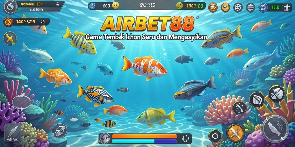 Screenshot gameplay AIRBET88 menampilkan aksi menembak ikan yang seru.