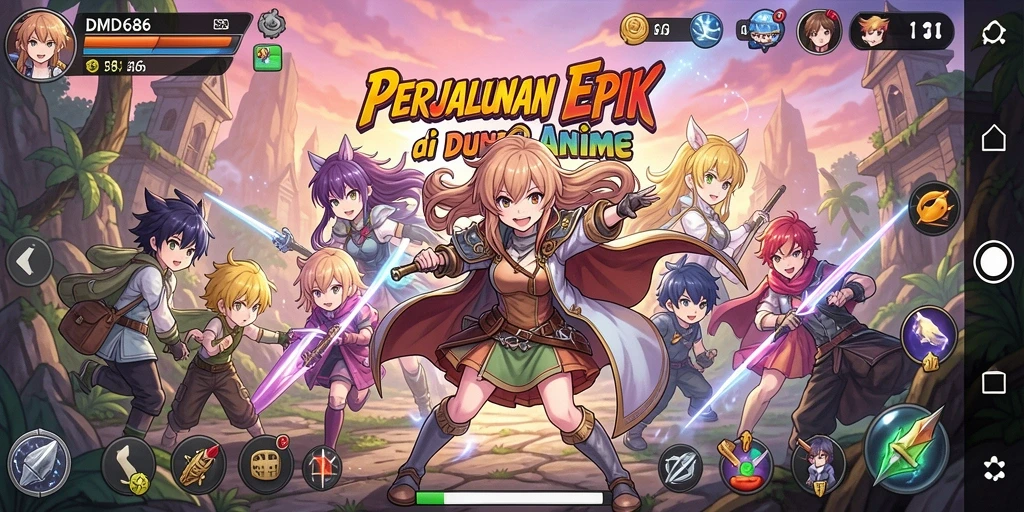 Screenshot DMD686 menampilkan aksi seru karakter anime.