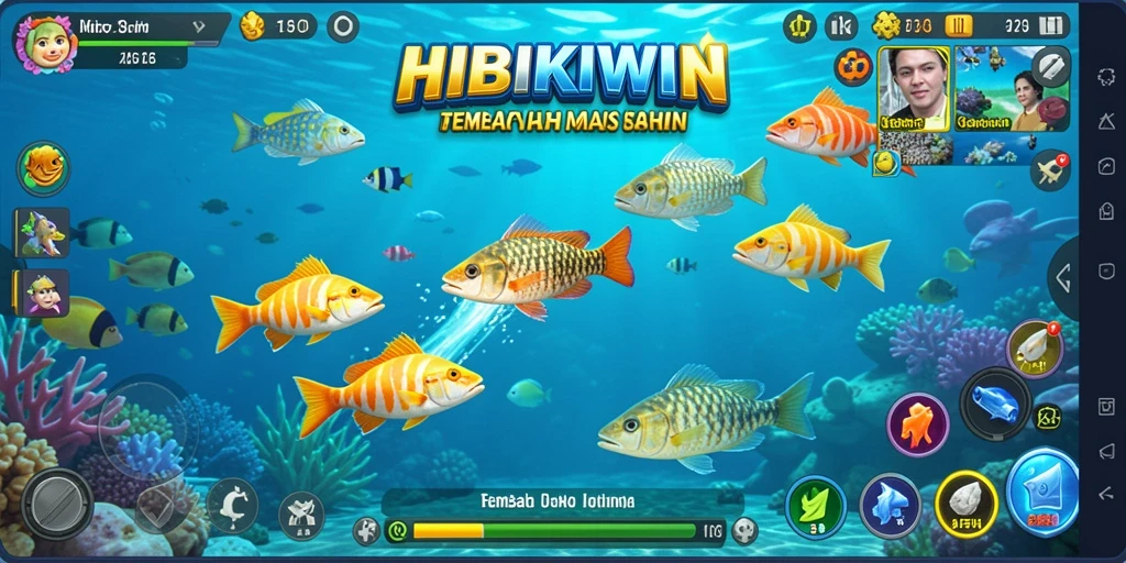 Tampilan gameplay HIBIKIWIN yang seru dalam menembak ikan.