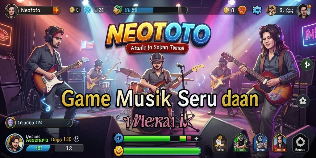 Tampilan gameplay menarik dari NEOTOTO yang menonjolkan alunan musik.