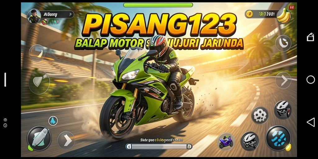 Gameplay PISANG123 menunjukkan balapan motor yang intens dan menarik.