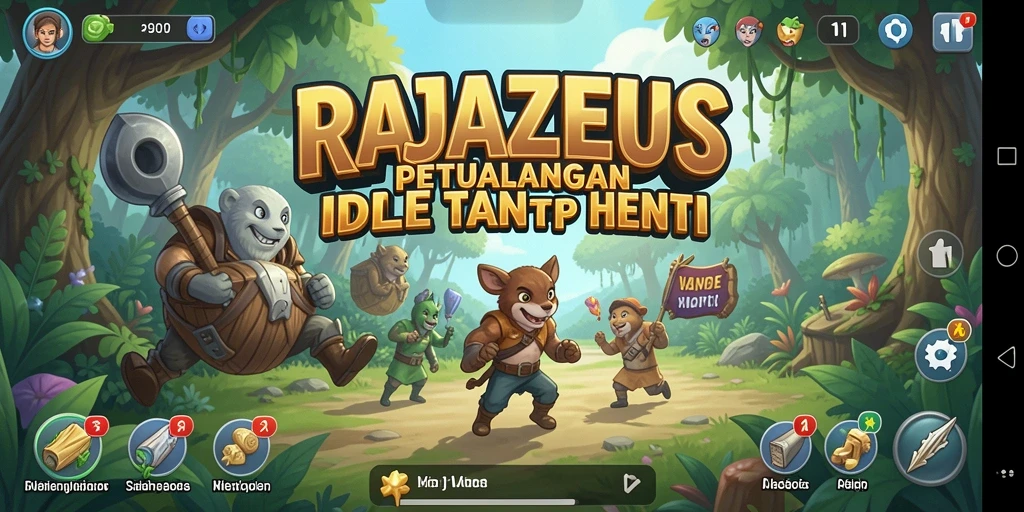 Tampilan gameplay menarik di RAJAZEUS dengan karakter beragam.