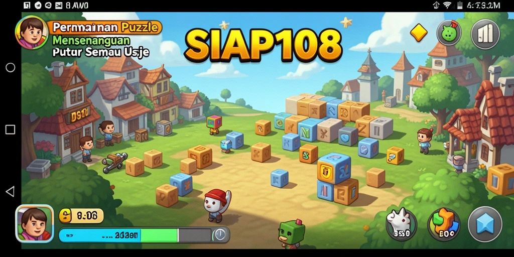 Screenshot gameplay dari permainan puzzle SIAP108 yang menarik dan penuh warna.