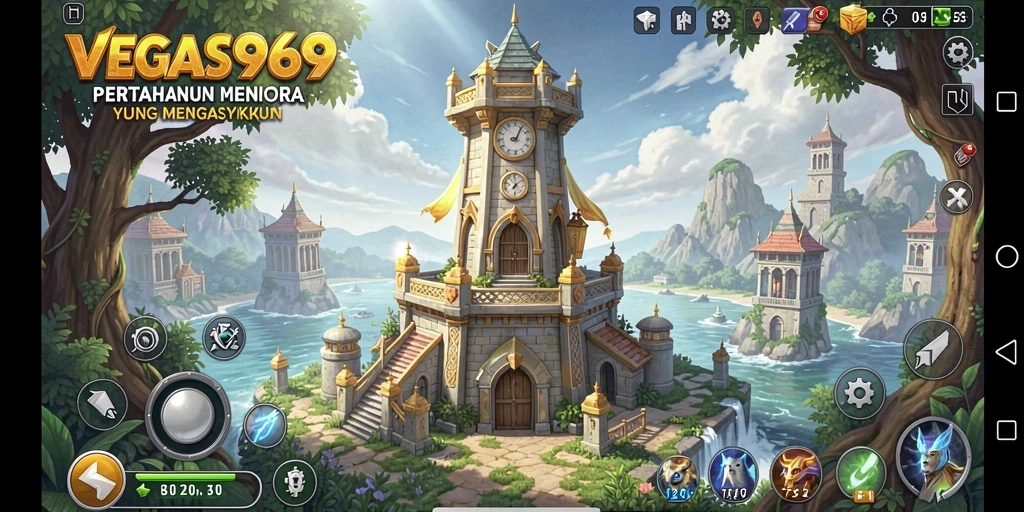Tangkapan layar utama menunjukkan aksi mendebarkan dari gameplay Tower Defense.