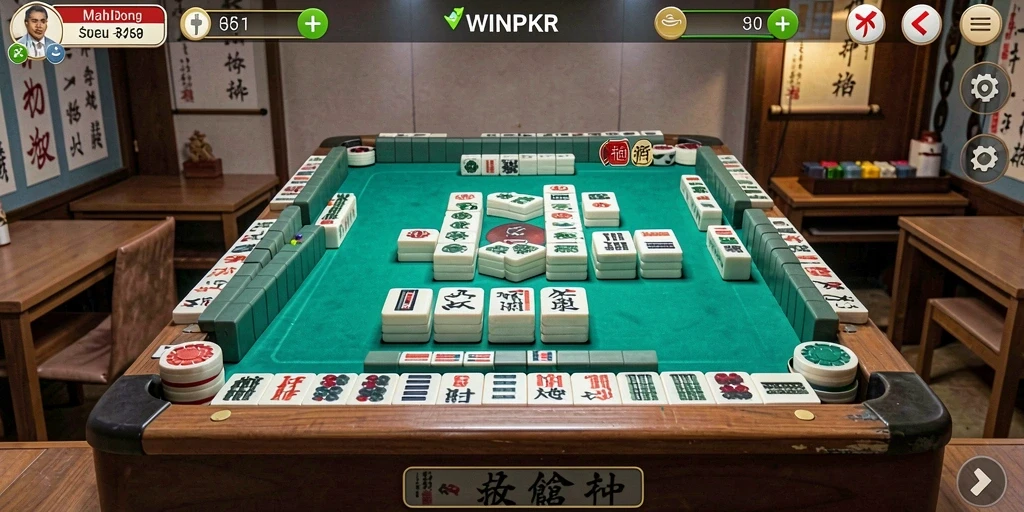 Screenshot gameplay saat bermain Mahjong di WINPKR.